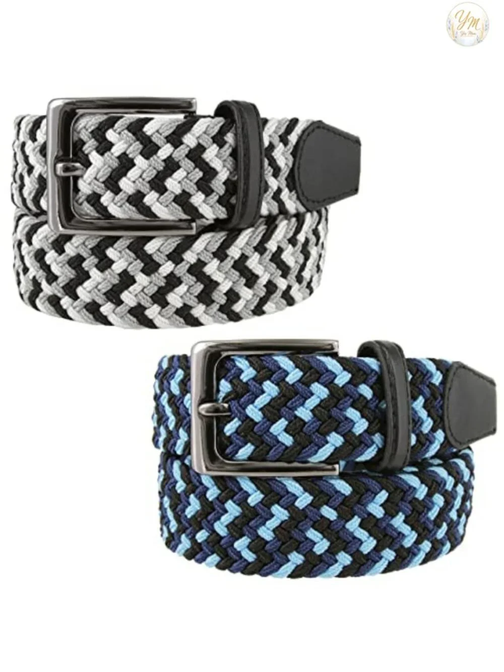 Braided Elastic Stretch Belt Casual Weave Canvas Fabric Woven Golf Belt 1-3/8